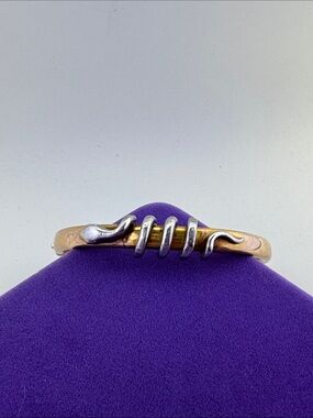💛 Antique 10k Gold & Sterling Silver Snake Motif Bangle Bracelet | Victorian